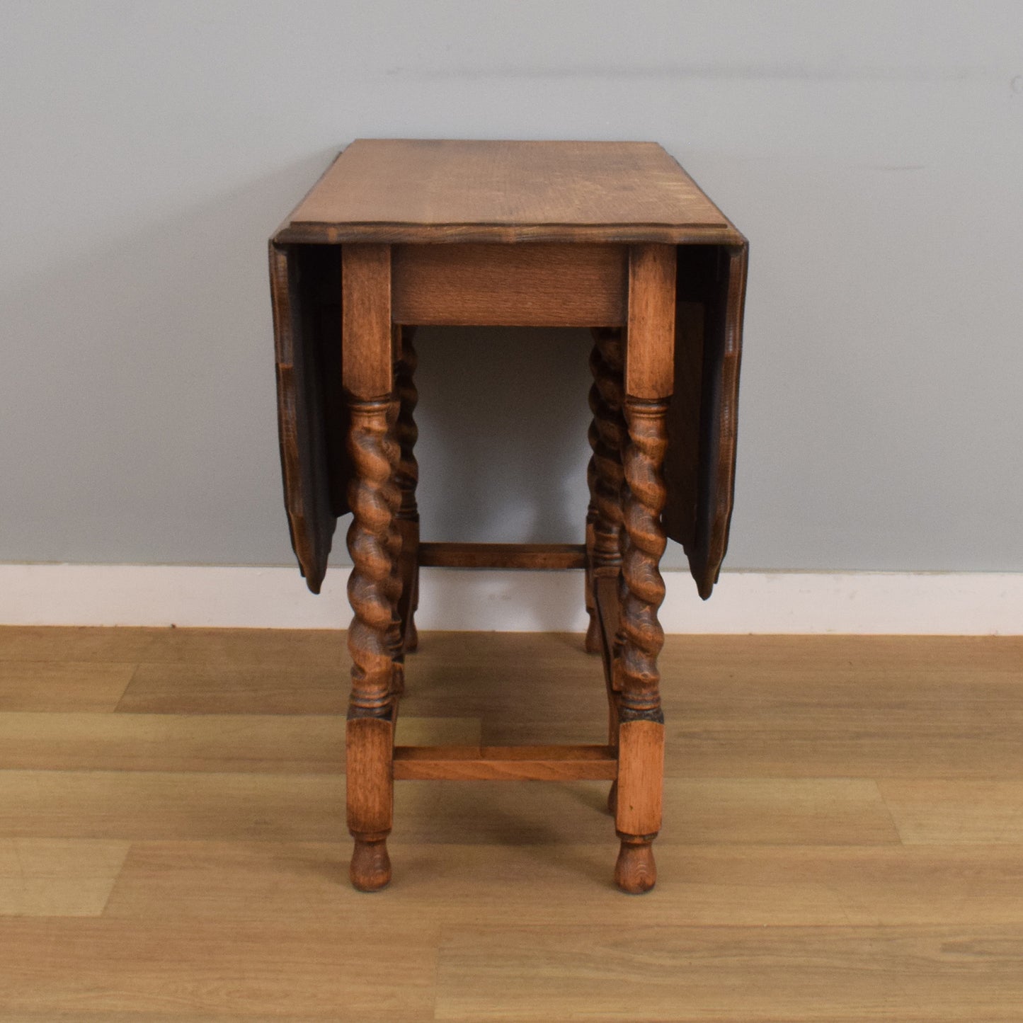 Barley-Twist Oak Drop-Leaf Table