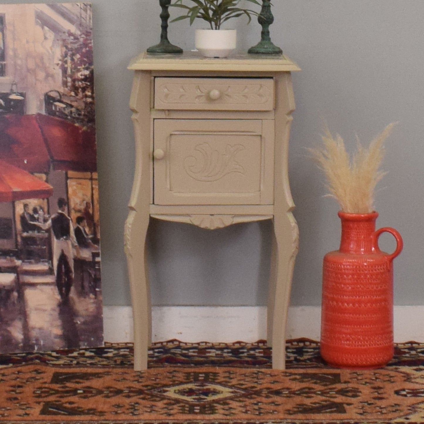 Painted French Marble-Top Cabinet