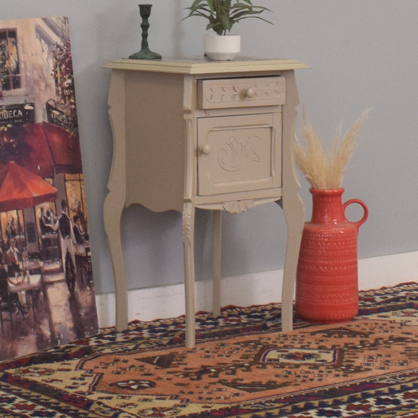 Painted French Marble-Top Cabinet