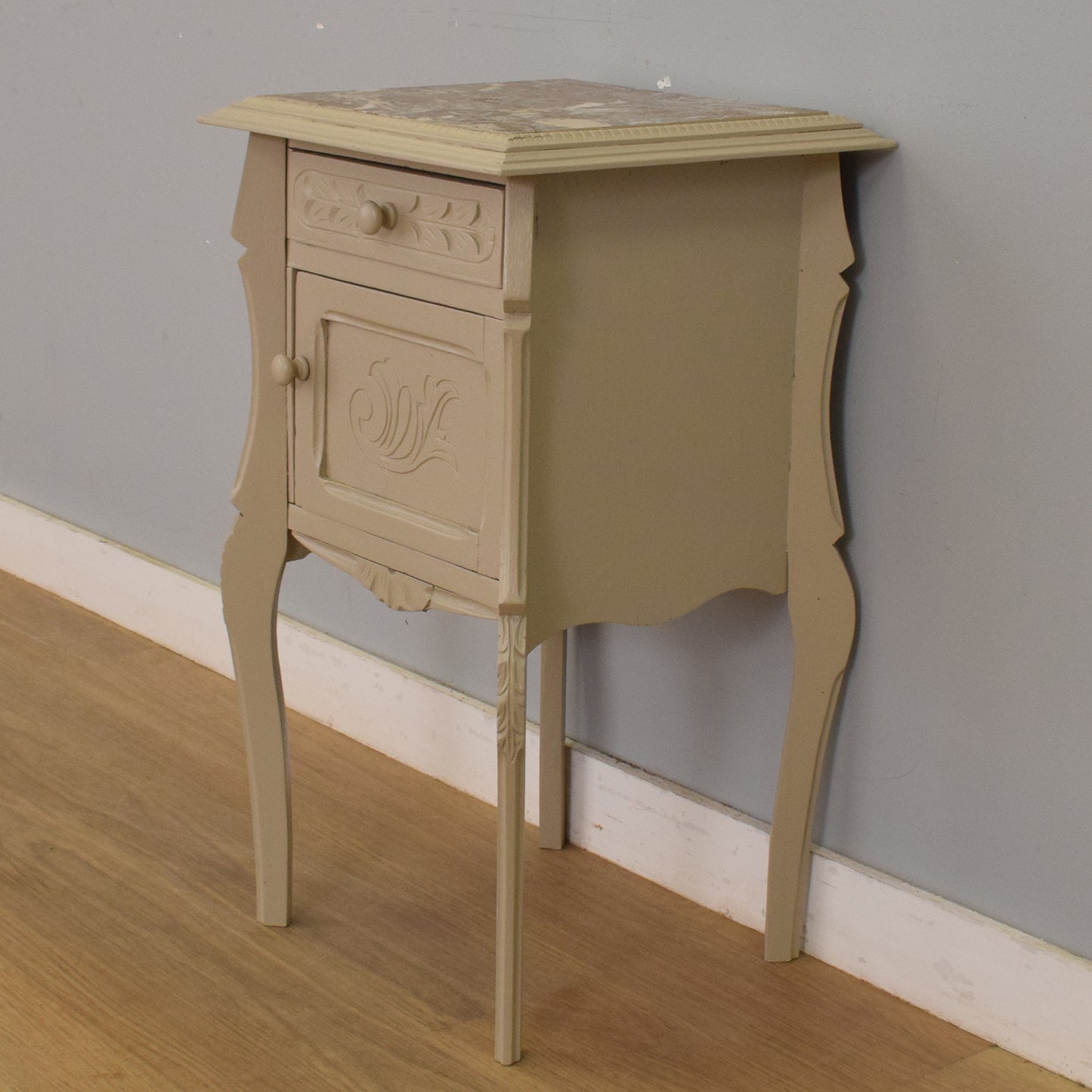 Painted French Marble-Top Cabinet