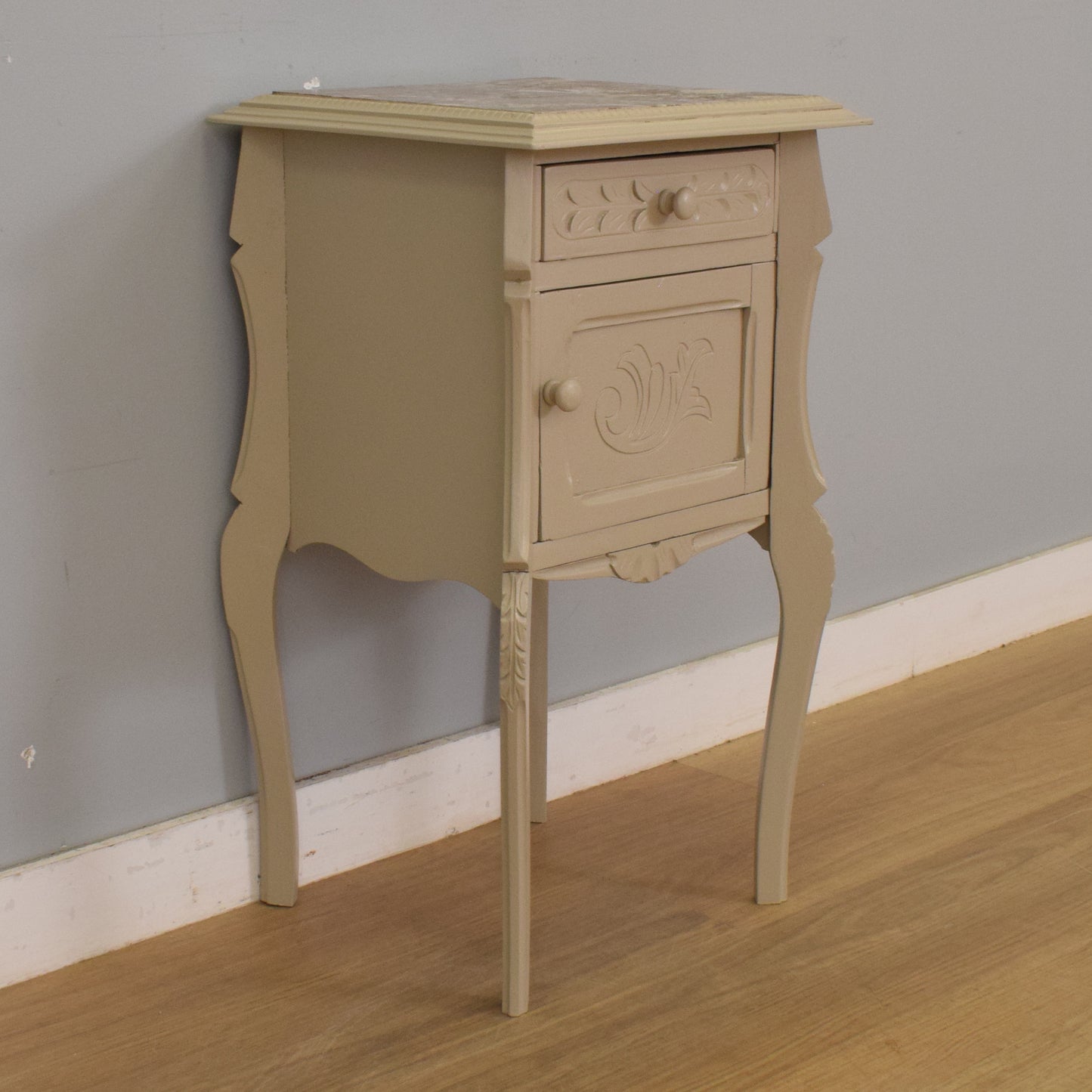 Painted French Marble-Top Cabinet