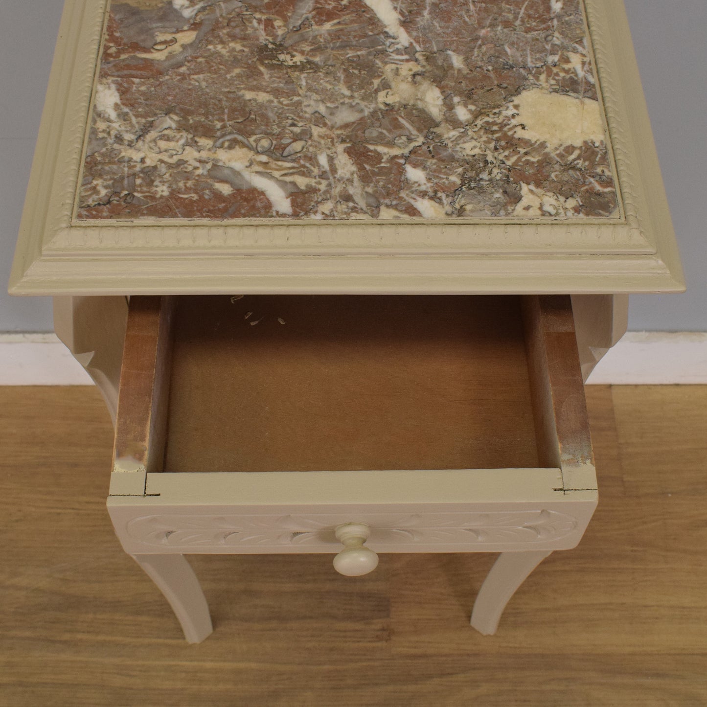 Painted French Marble-Top Cabinet