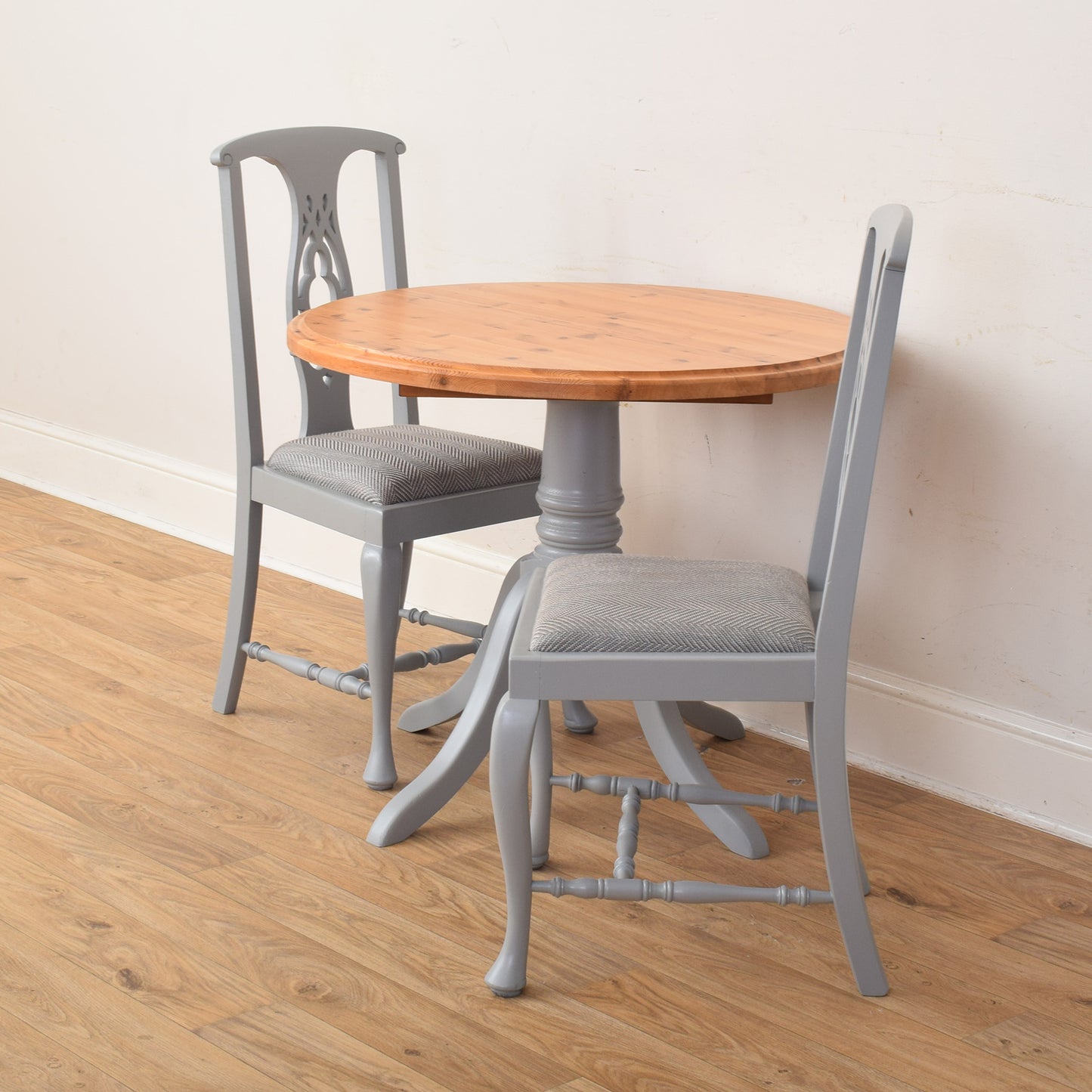 Painted Pine Table And Two Chairs