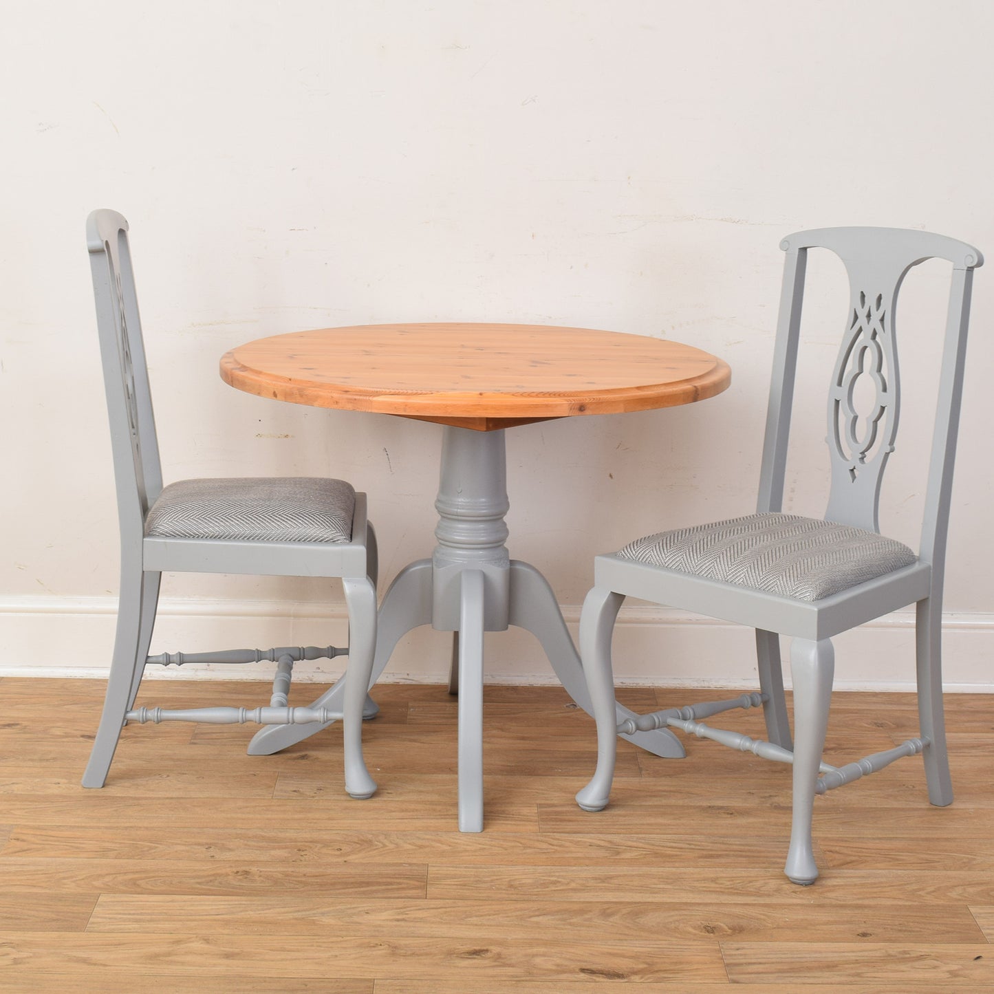 Painted Pine Table And Two Chairs