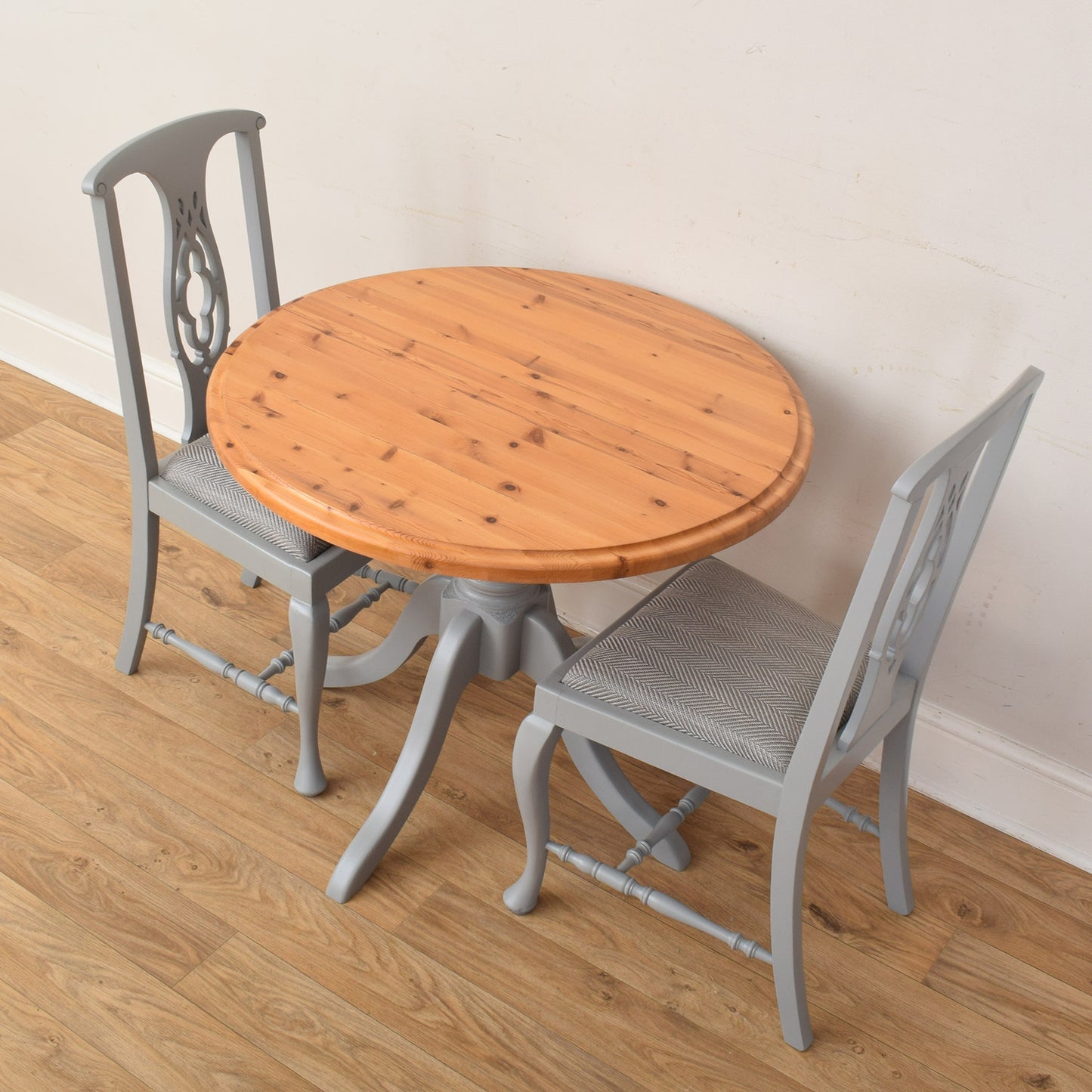 Painted Pine Table And Two Chairs