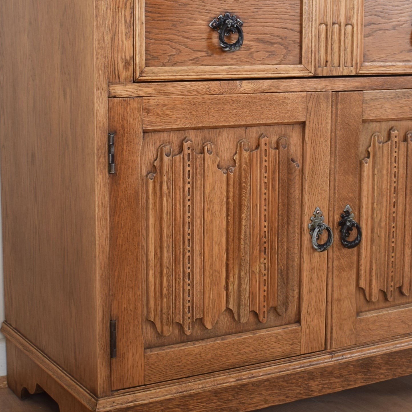Oak Linen-Fold Writing Bureau
