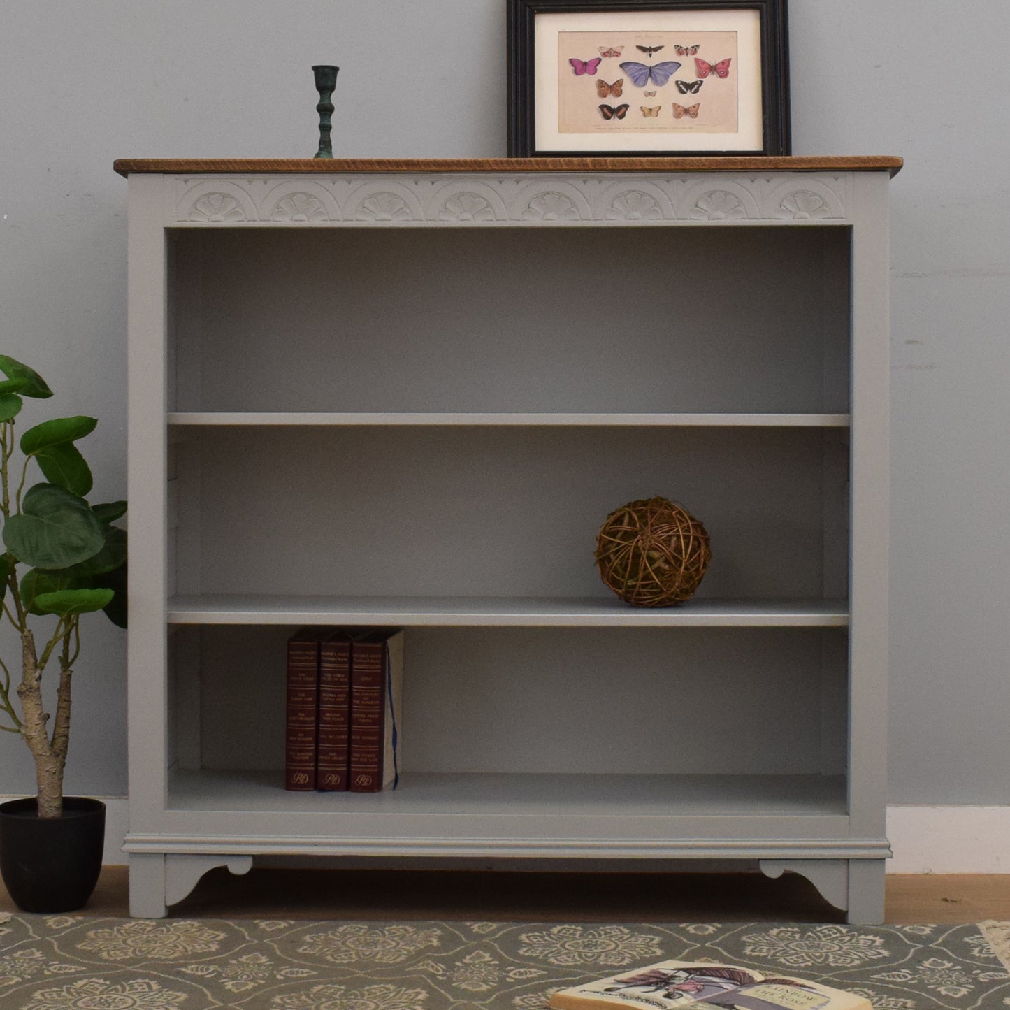 Painted Oak Low Bookcase