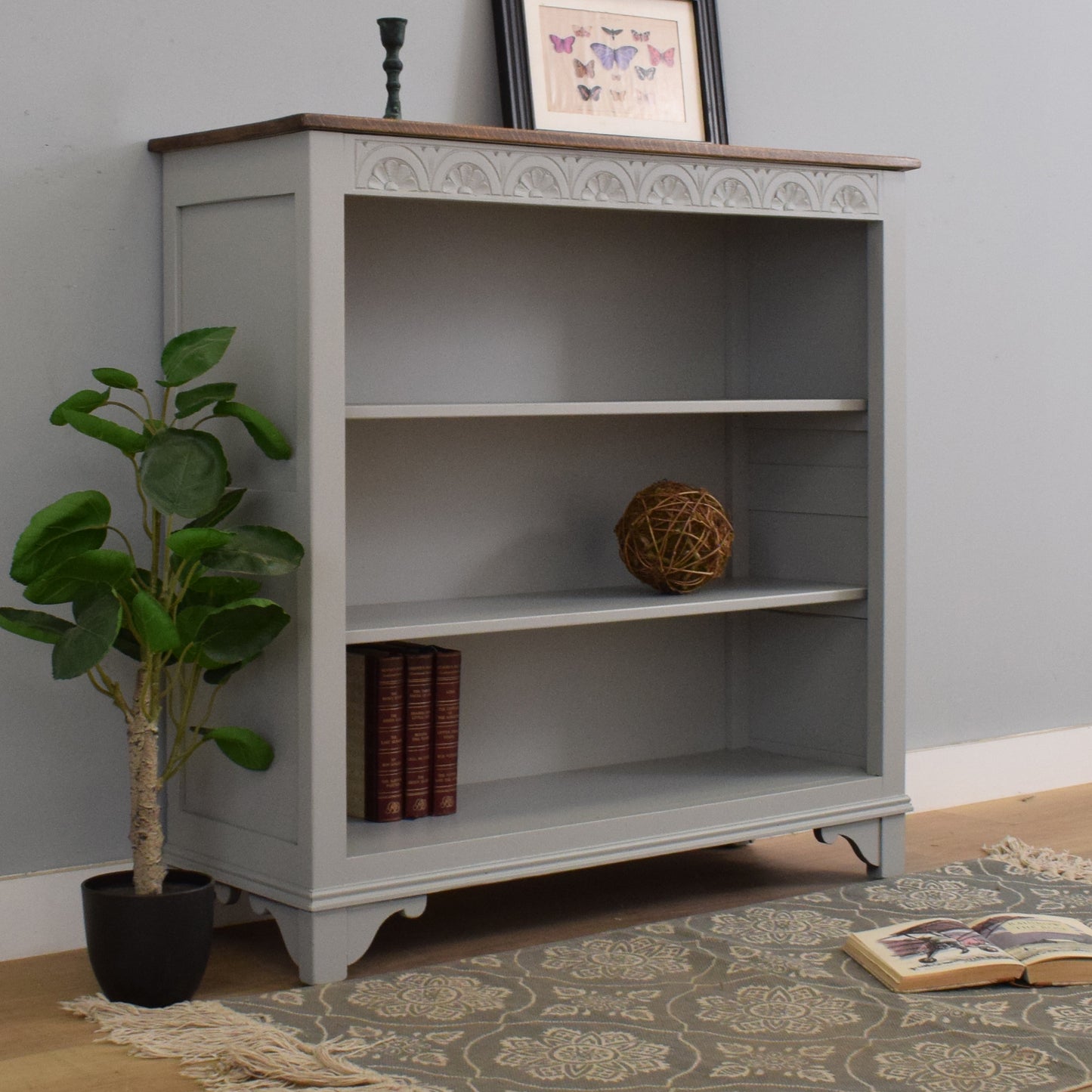 Painted Oak Low Bookcase