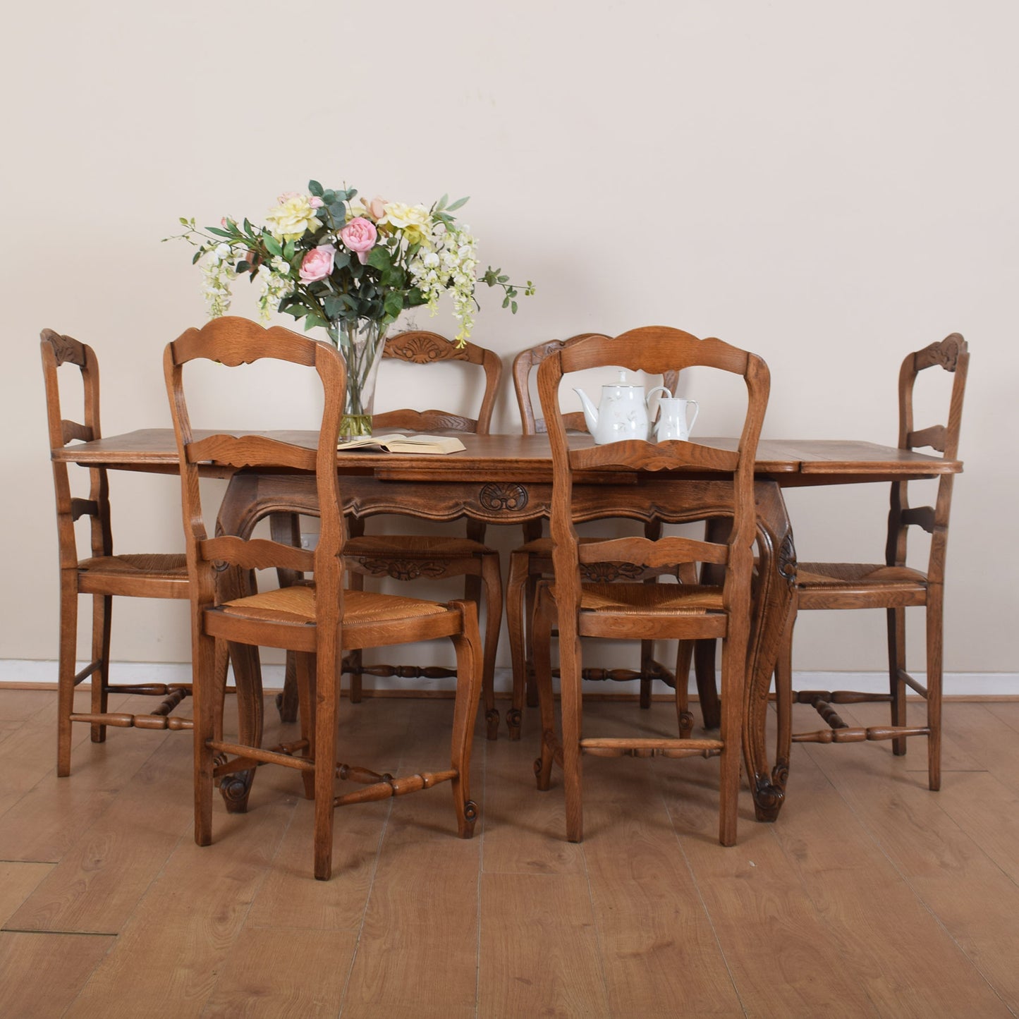 French Table and Six Chairs.