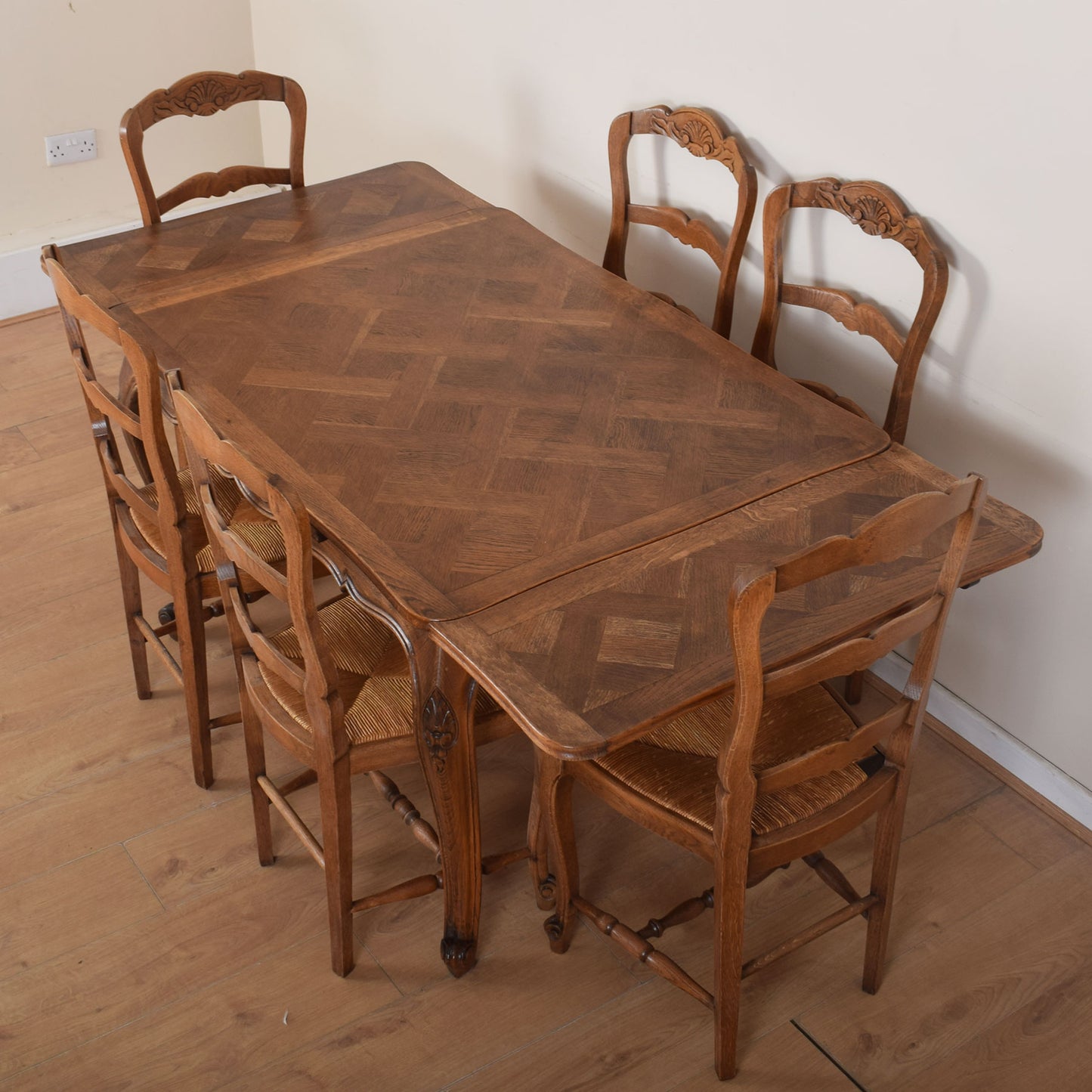 French Table and Six Chairs.