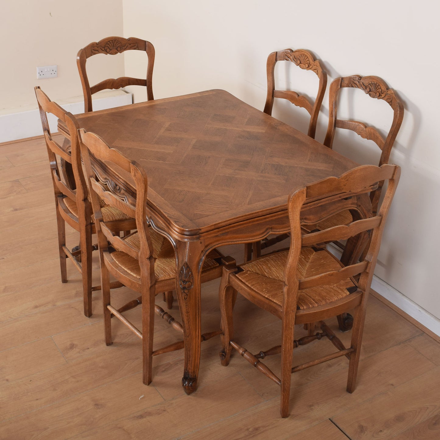 French Table and Six Chairs.