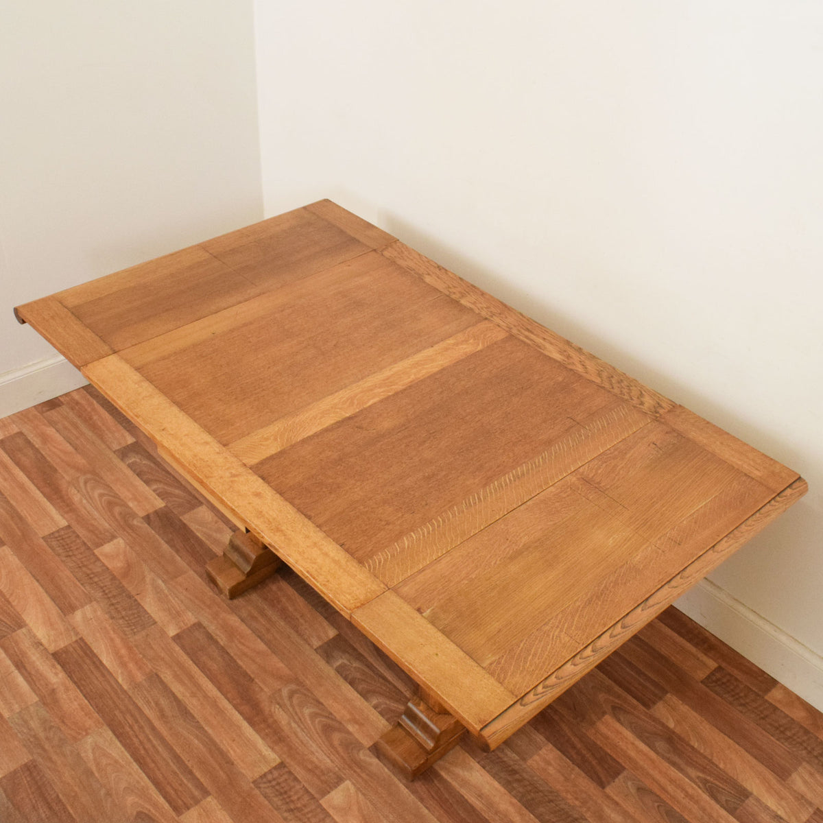 Carved Oak Draw Leaf Table and Four Chairs
