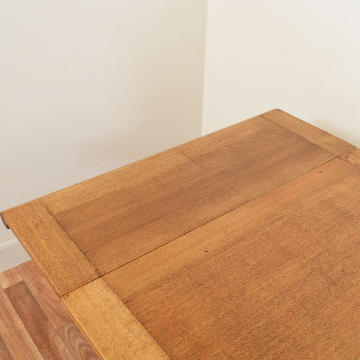 Carved Oak Draw Leaf Table and Four Chairs