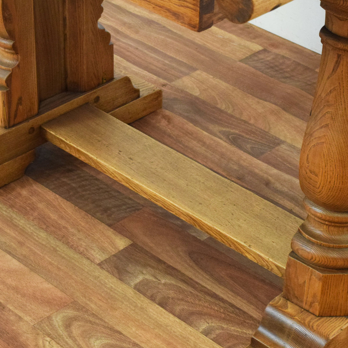 Carved Oak Draw Leaf Table and Four Chairs