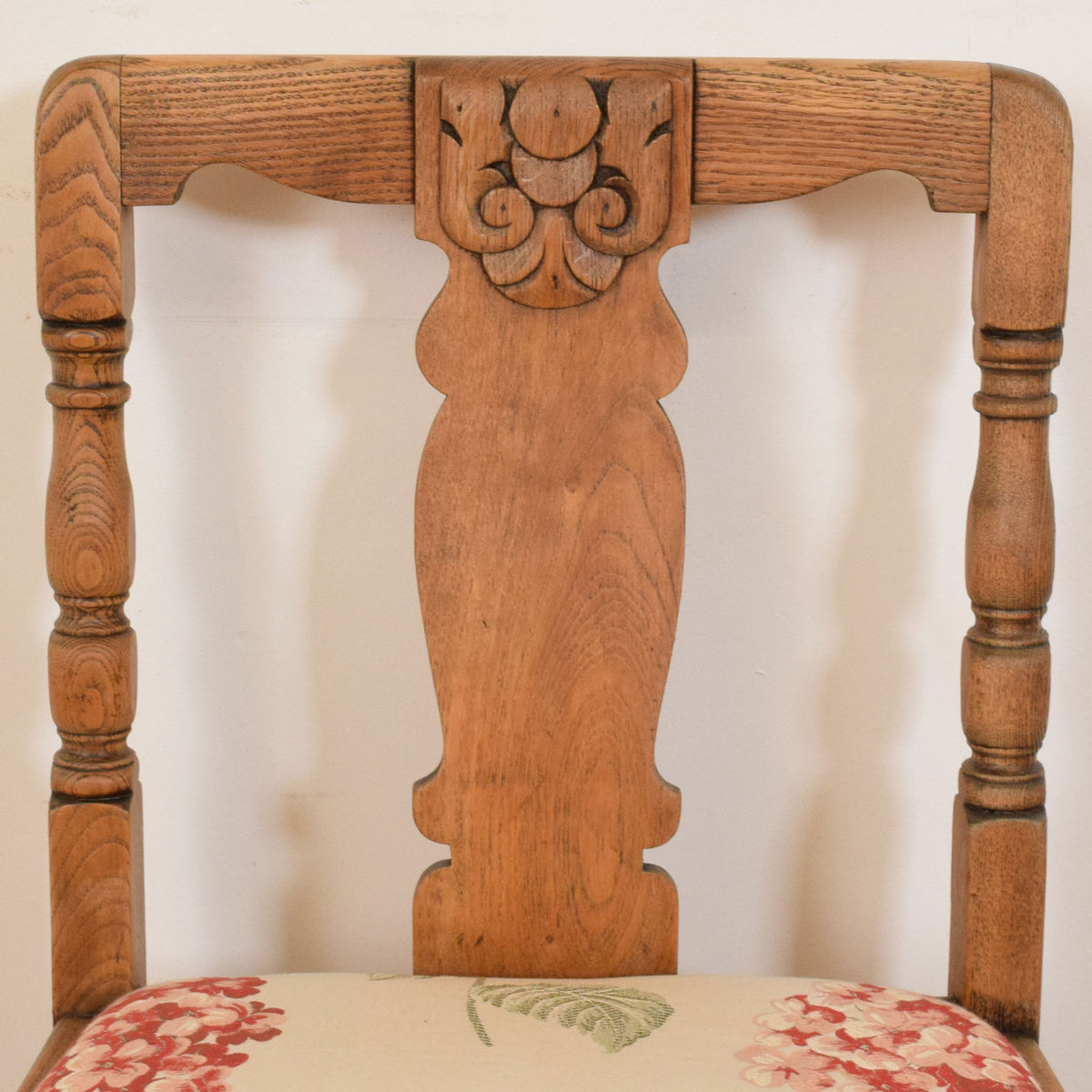 Carved Oak Draw Leaf Table and Four Chairs