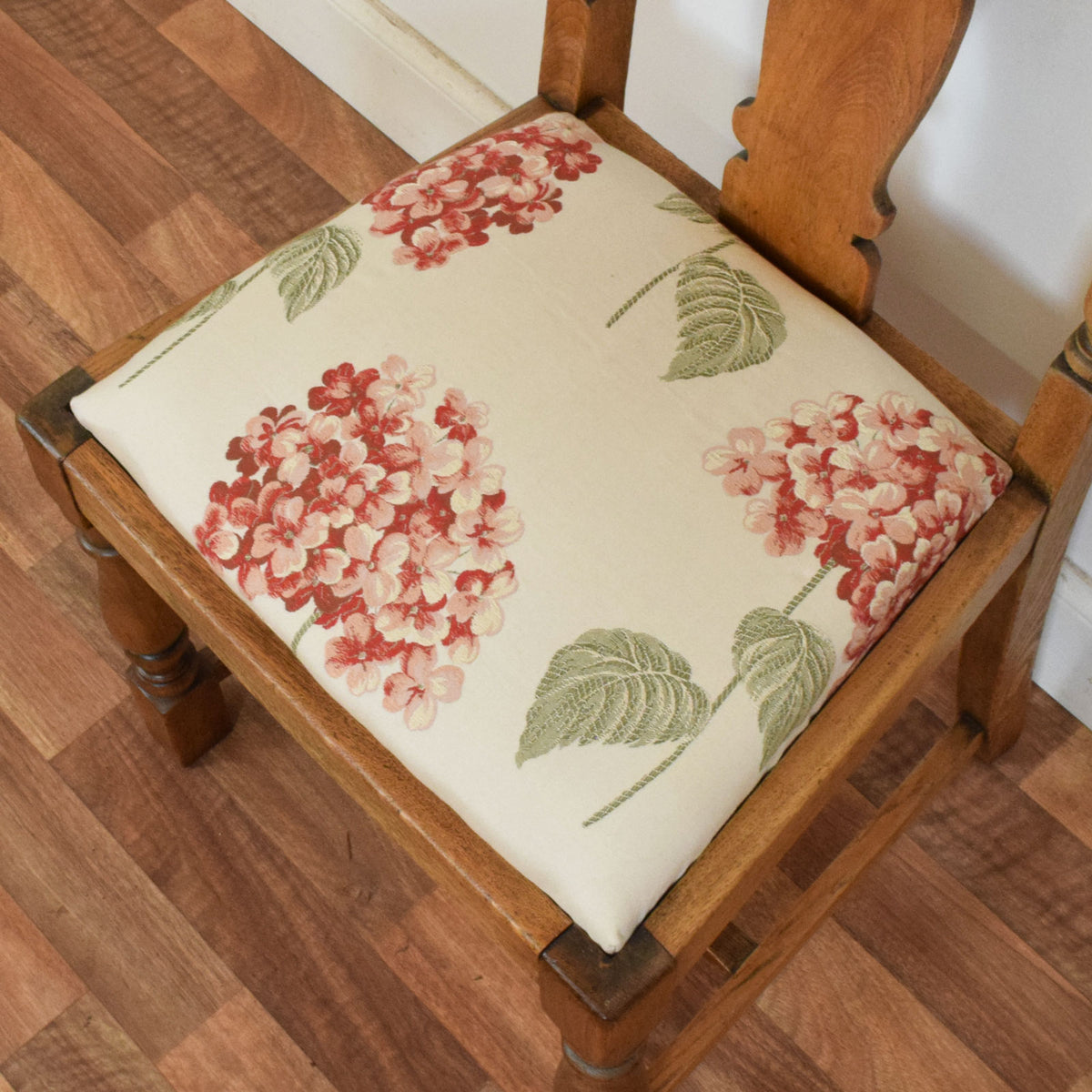 Carved Oak Draw Leaf Table and Four Chairs