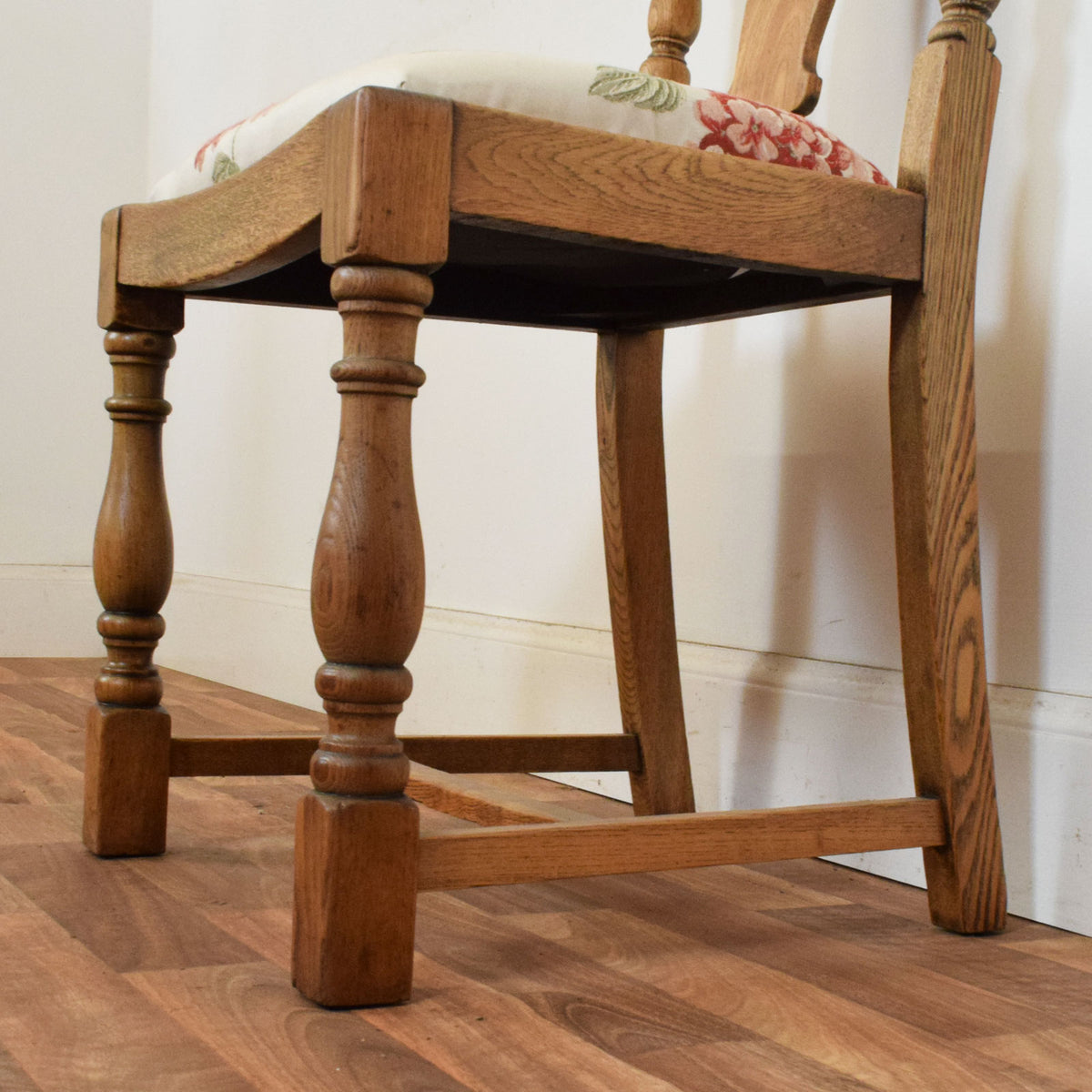 Carved Oak Draw Leaf Table and Four Chairs