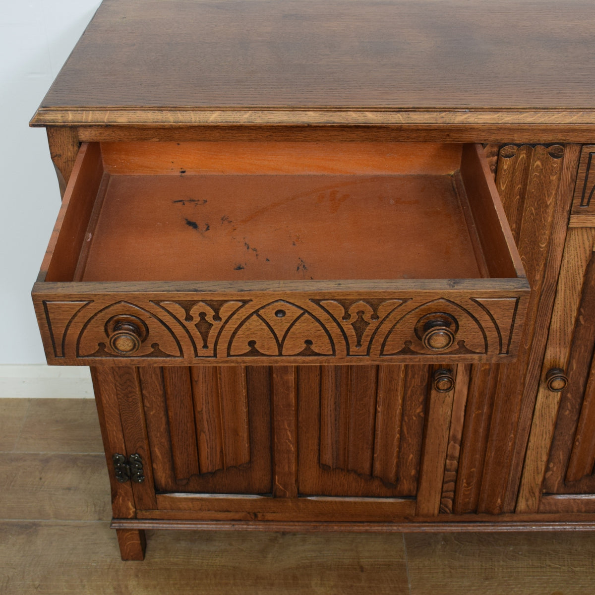 Restored Oak Linenfold Sideboard