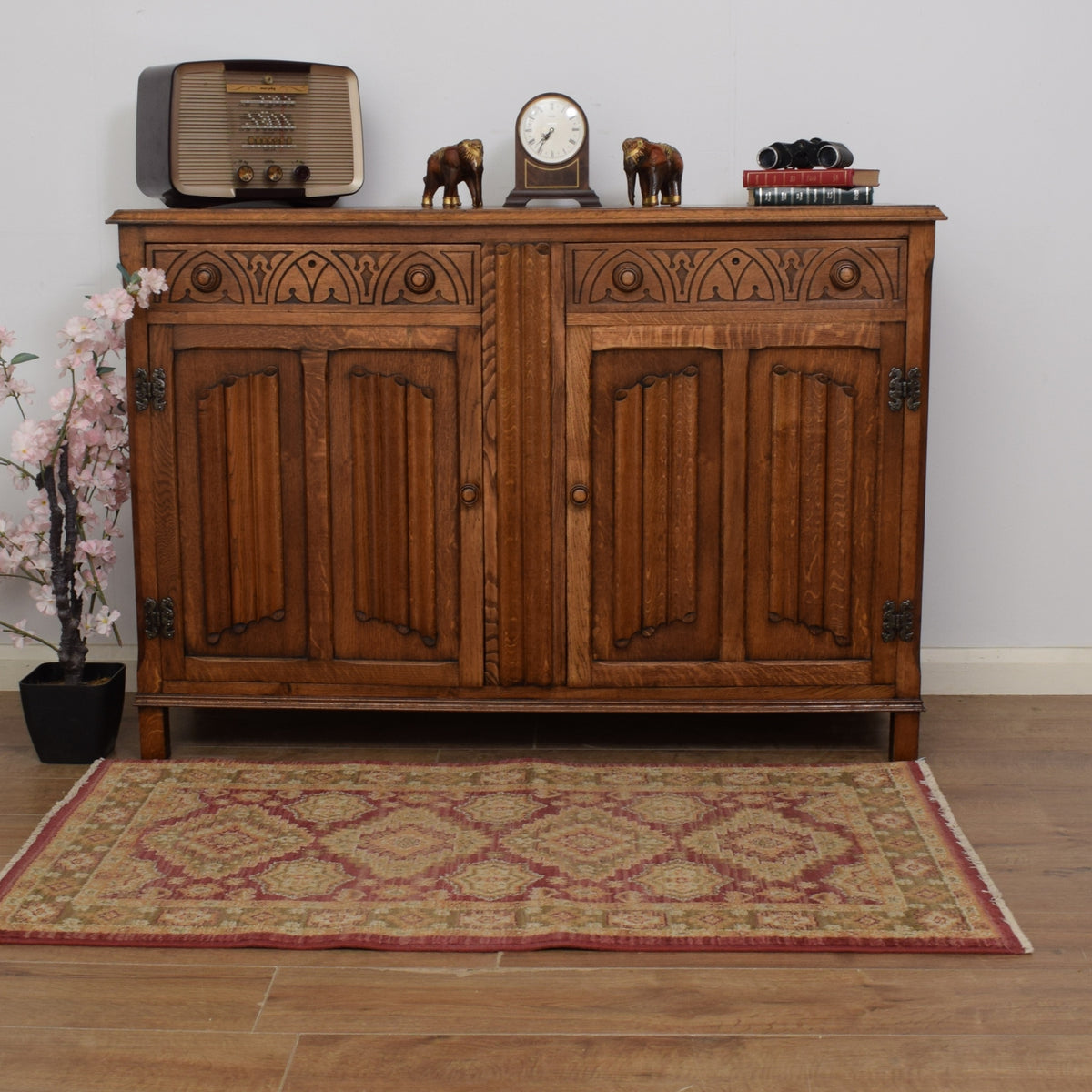 Restored Oak Linenfold Sideboard