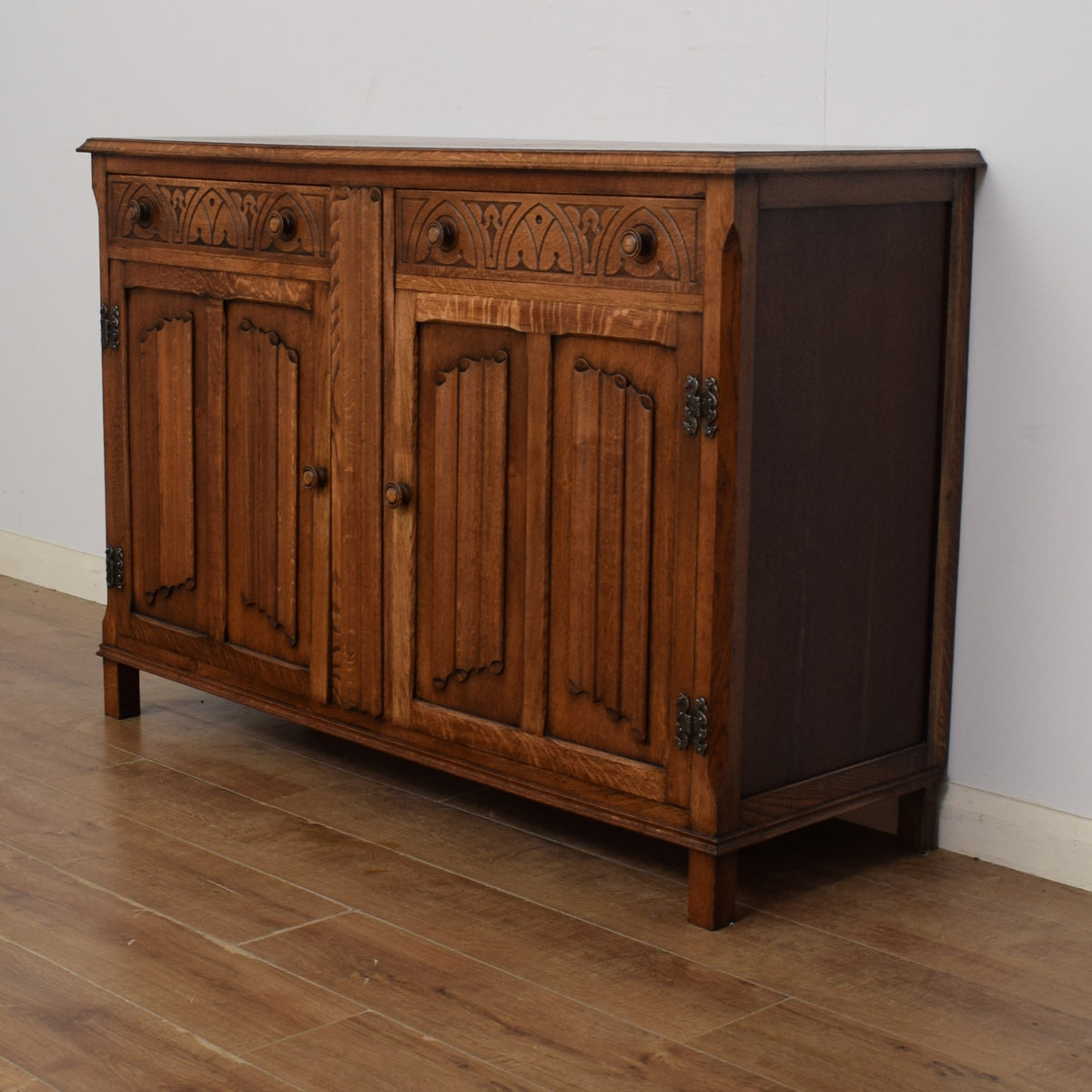 Restored Oak Linenfold Sideboard