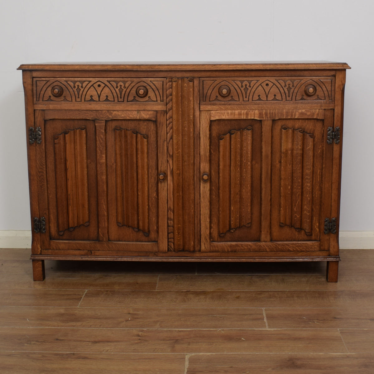 Restored Oak Linenfold Sideboard