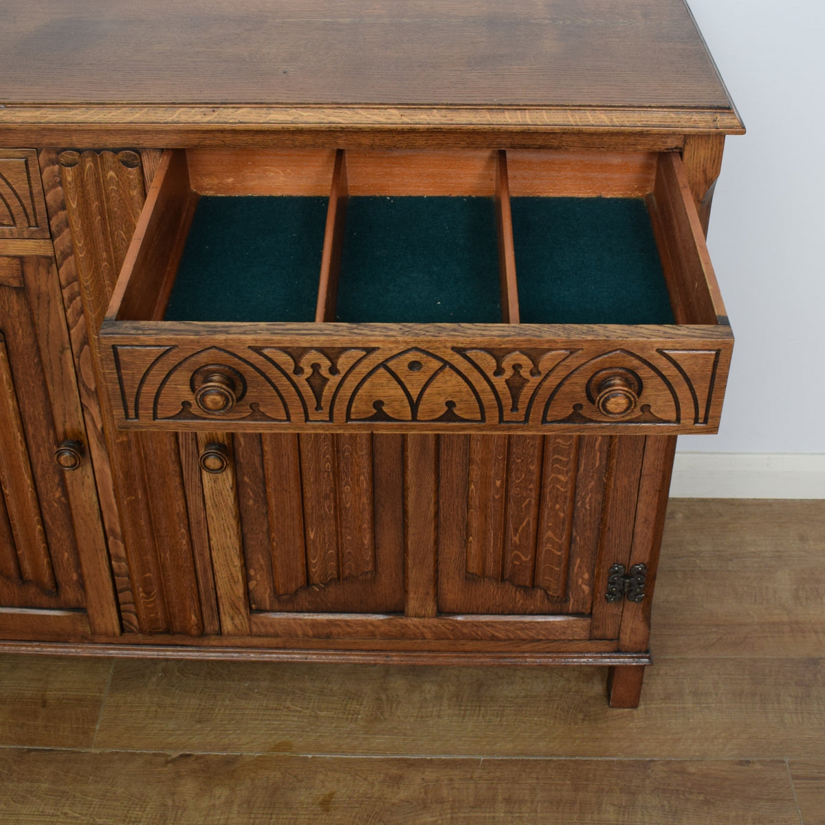Restored Oak Linenfold Sideboard