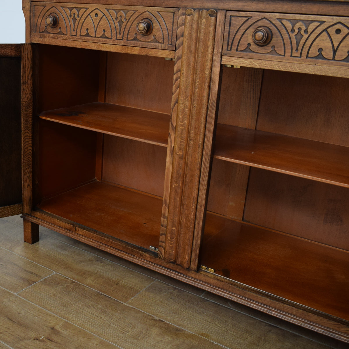 Restored Oak Linenfold Sideboard