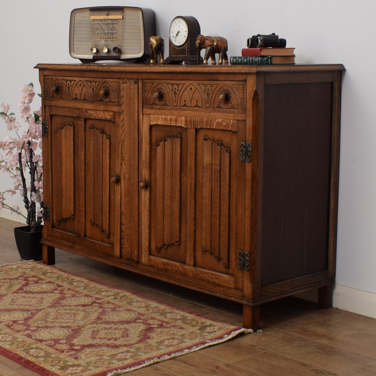 Restored Oak Linenfold Sideboard