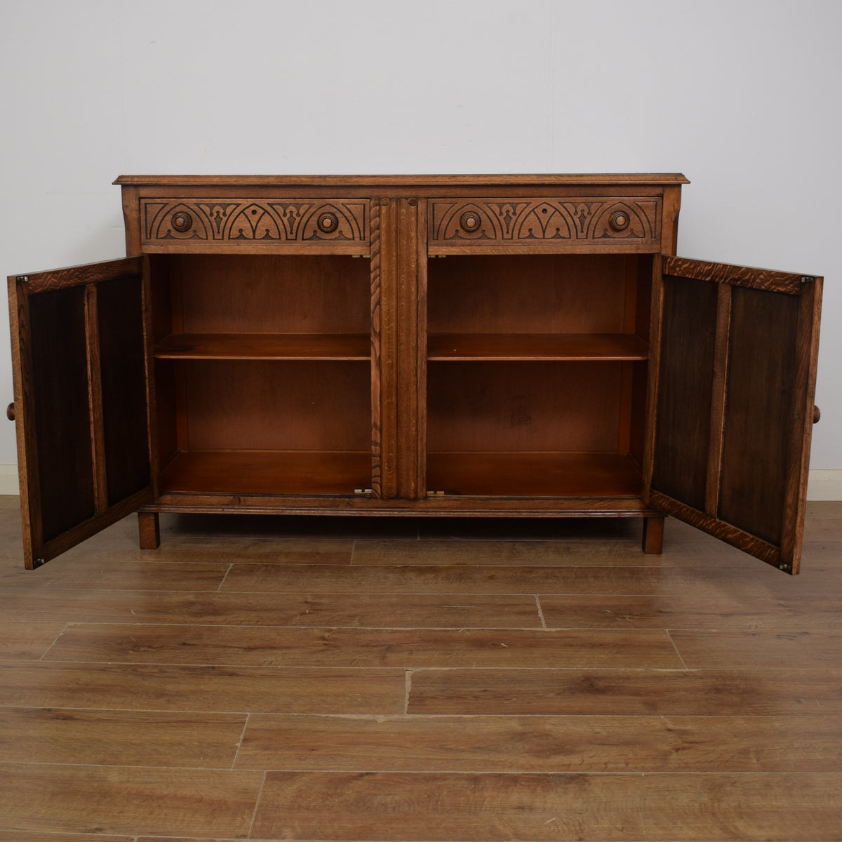 Restored Oak Linenfold Sideboard