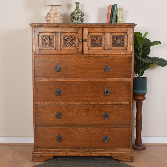 Oak Four-Drawer Tallboy