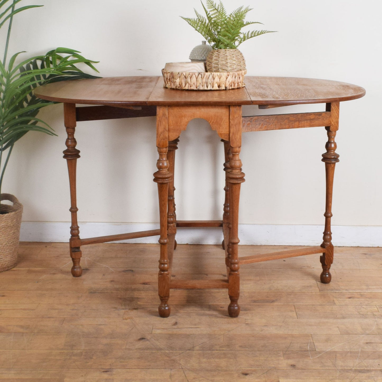 Carved Oak Drop Leaf Table