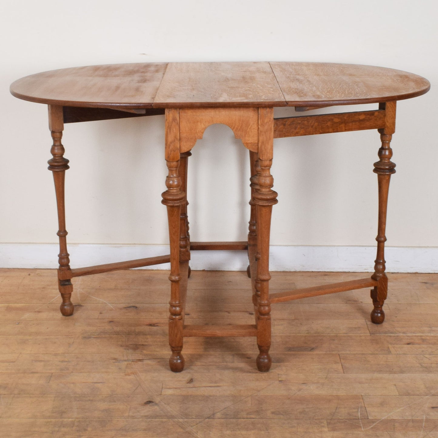 Carved Oak Drop Leaf Table