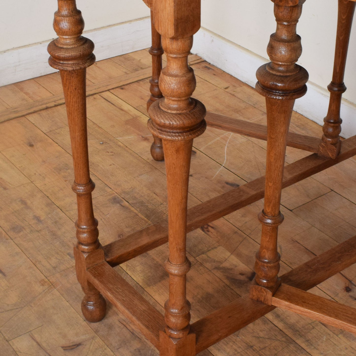 Carved Oak Drop Leaf Table