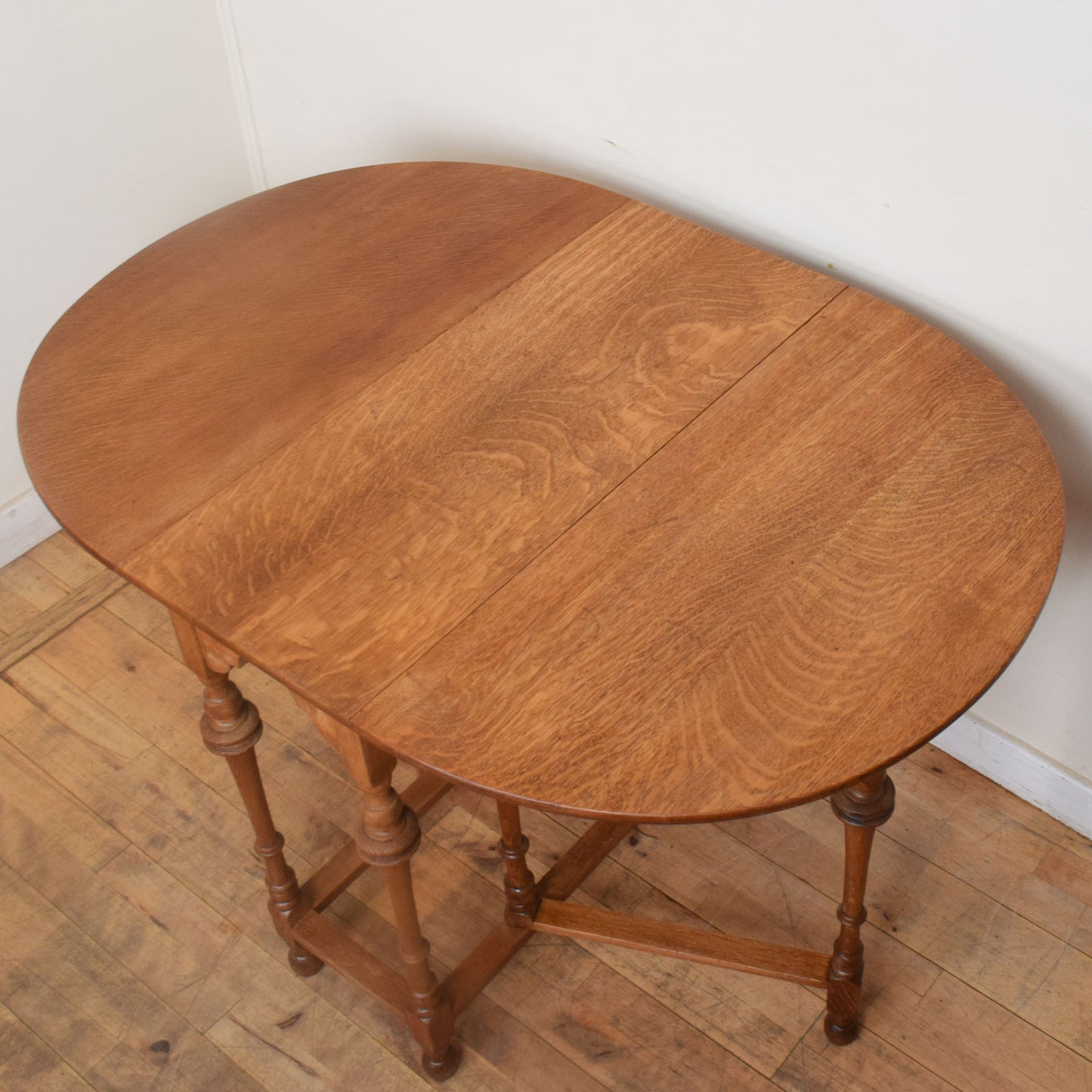 Carved Oak Drop Leaf Table