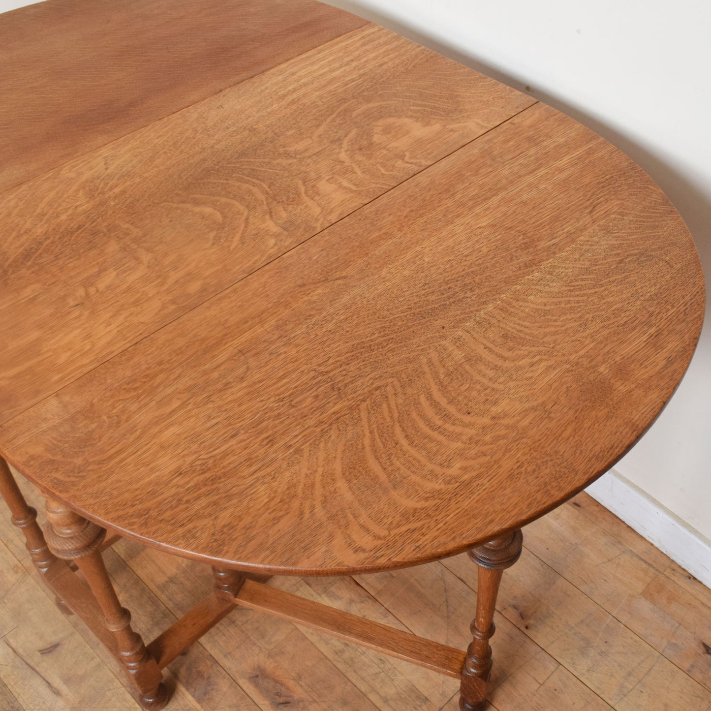 Carved Oak Drop Leaf Table