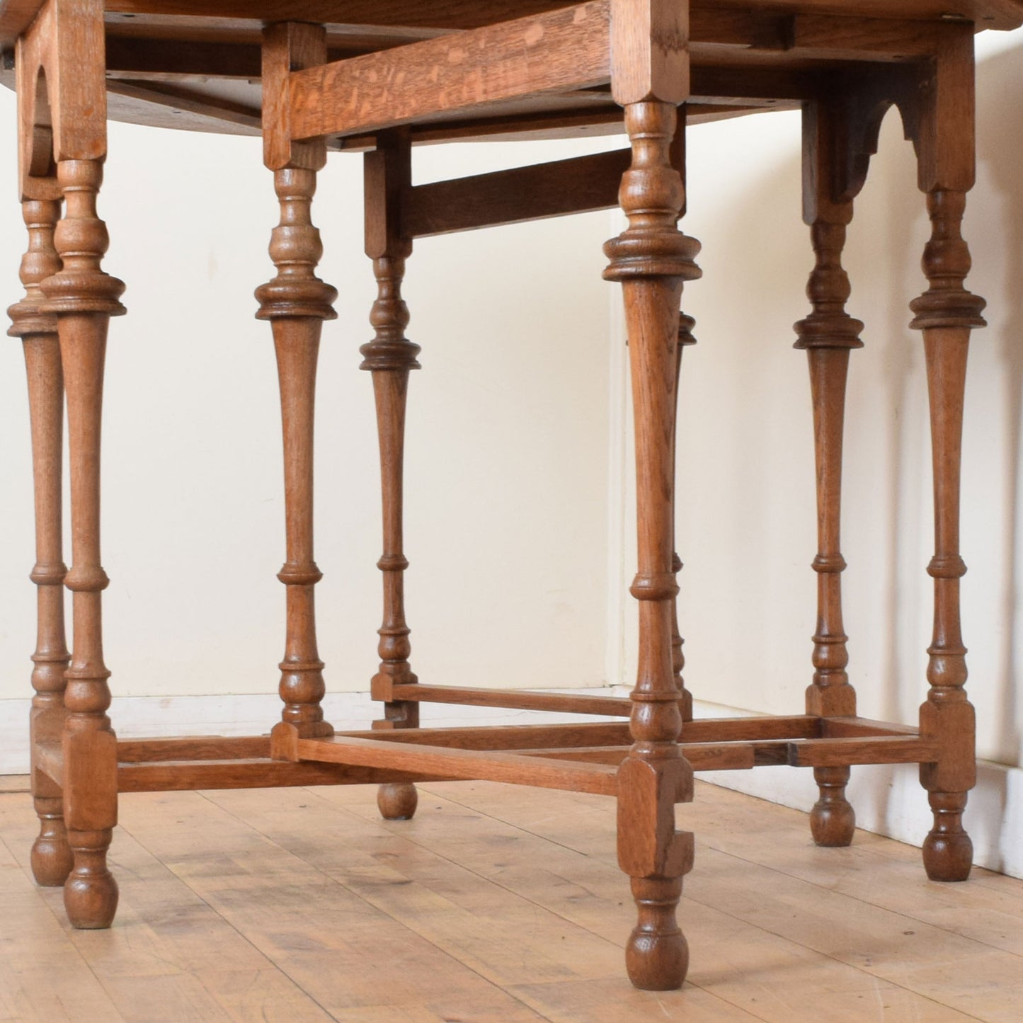 Carved Oak Drop Leaf Table