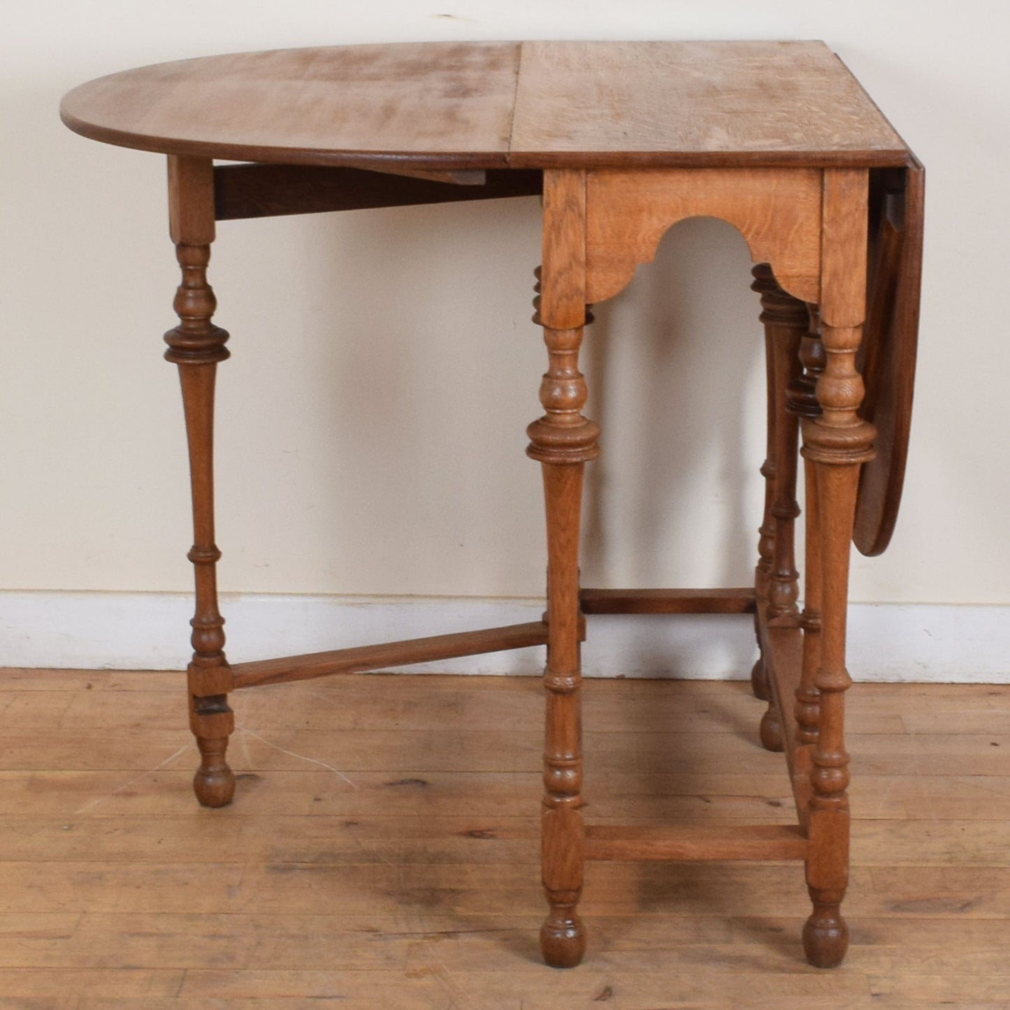 Carved Oak Drop Leaf Table