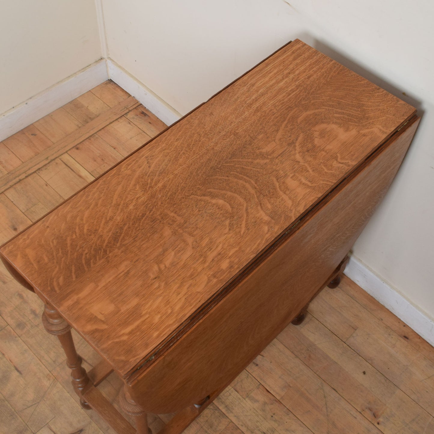 Carved Oak Drop Leaf Table