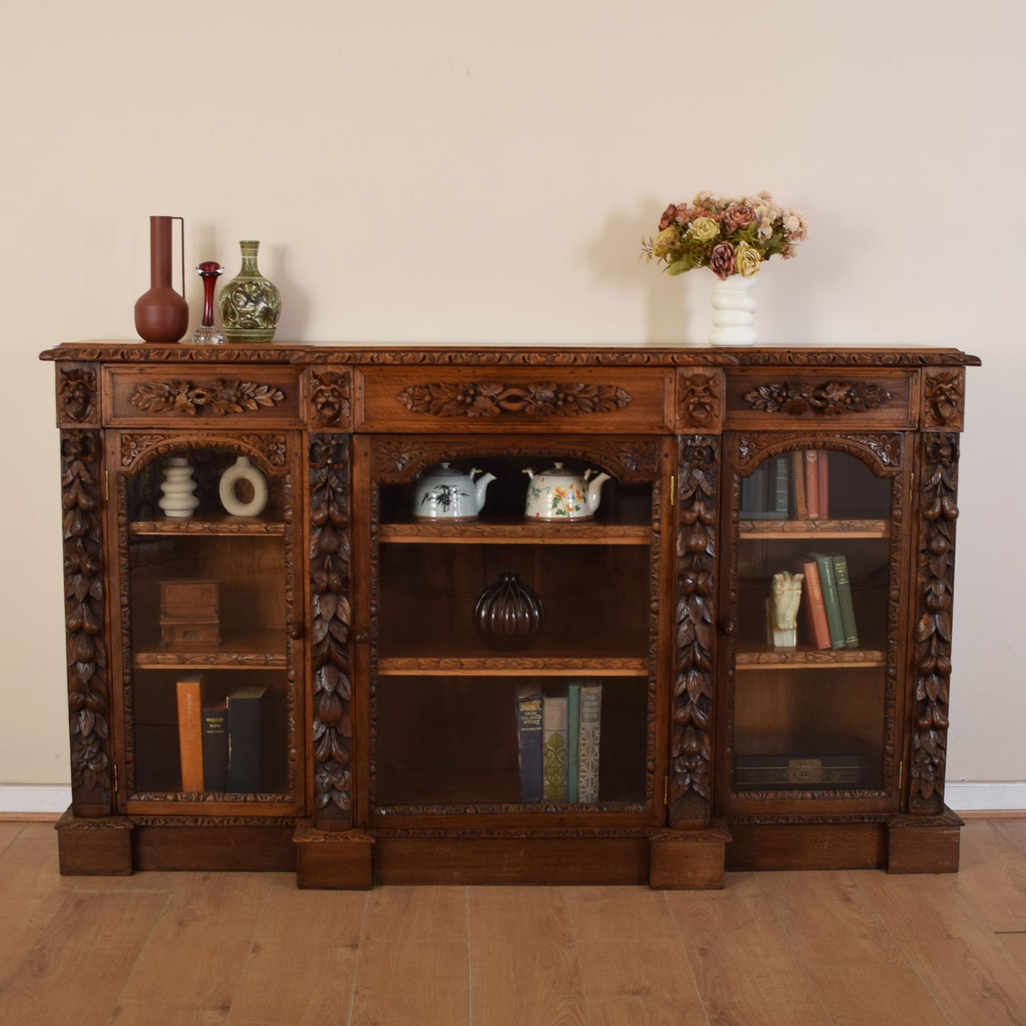 Large Carved Display Cabinet