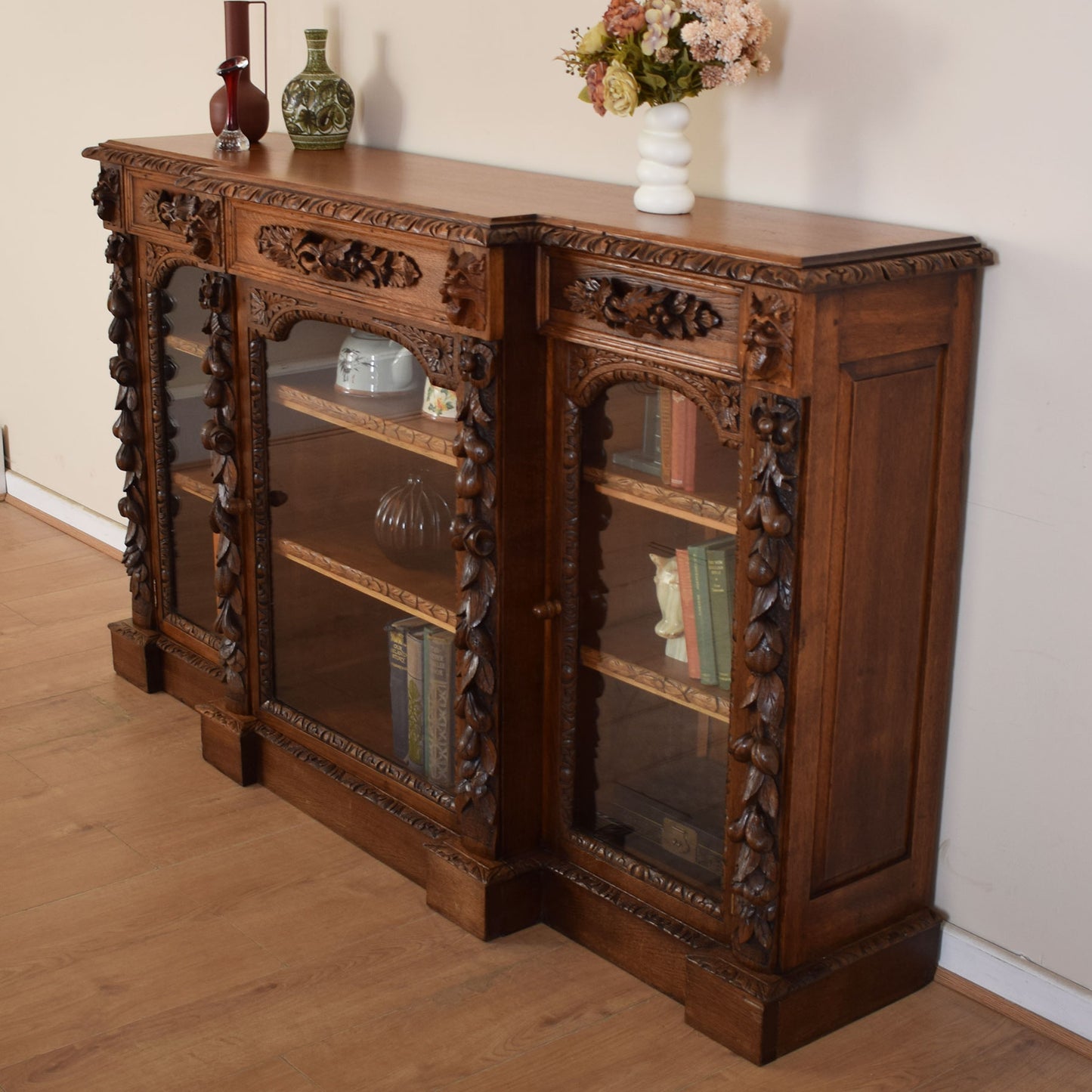 Large Carved Display Cabinet