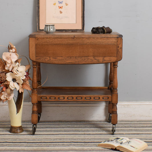 Restored Oak Drop-Leaf Trolley