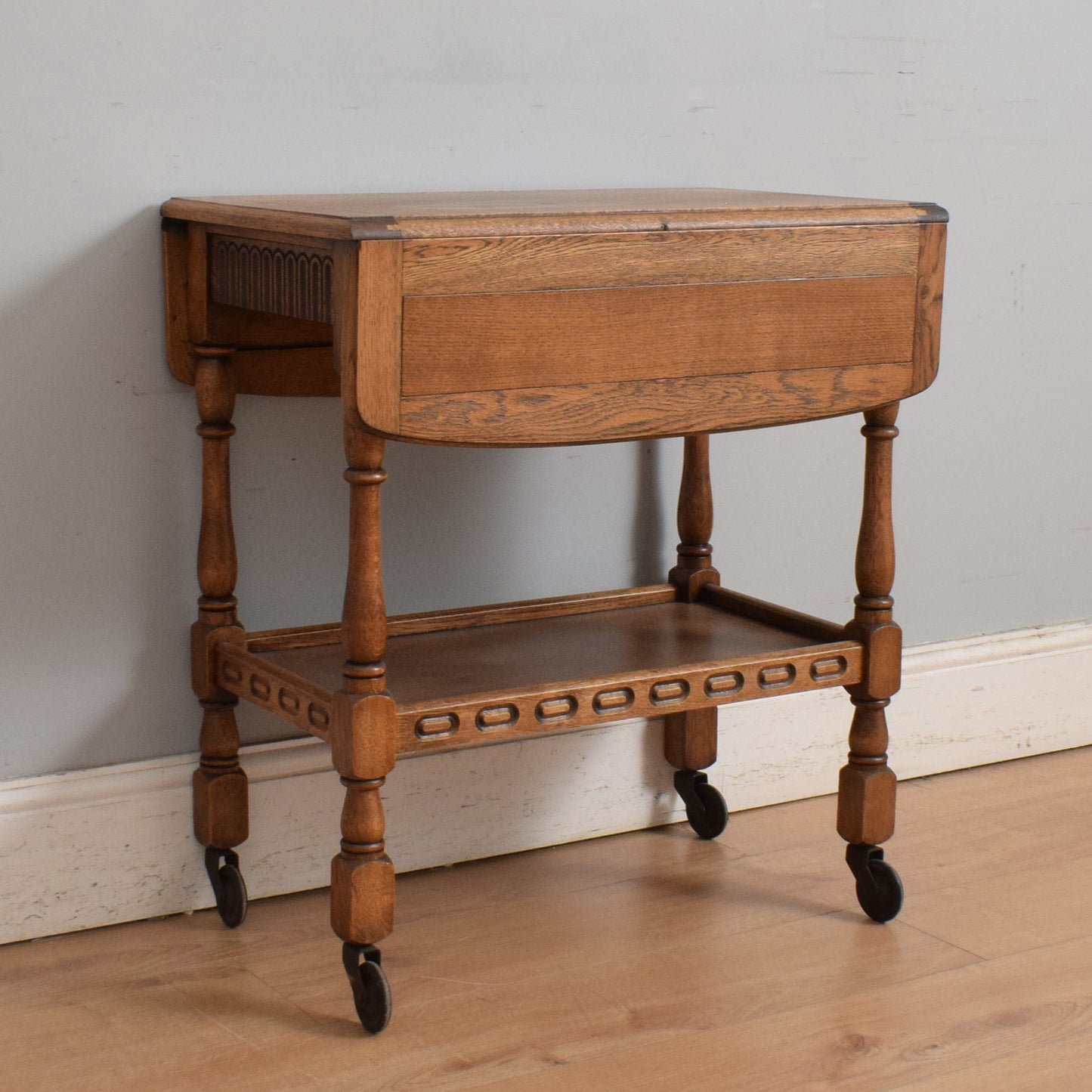 Restored Oak Drop-Leaf Trolley