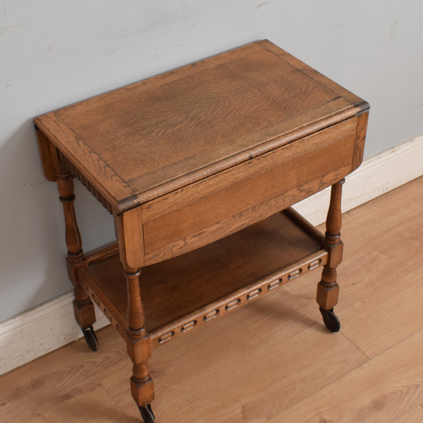 Restored Oak Drop-Leaf Trolley