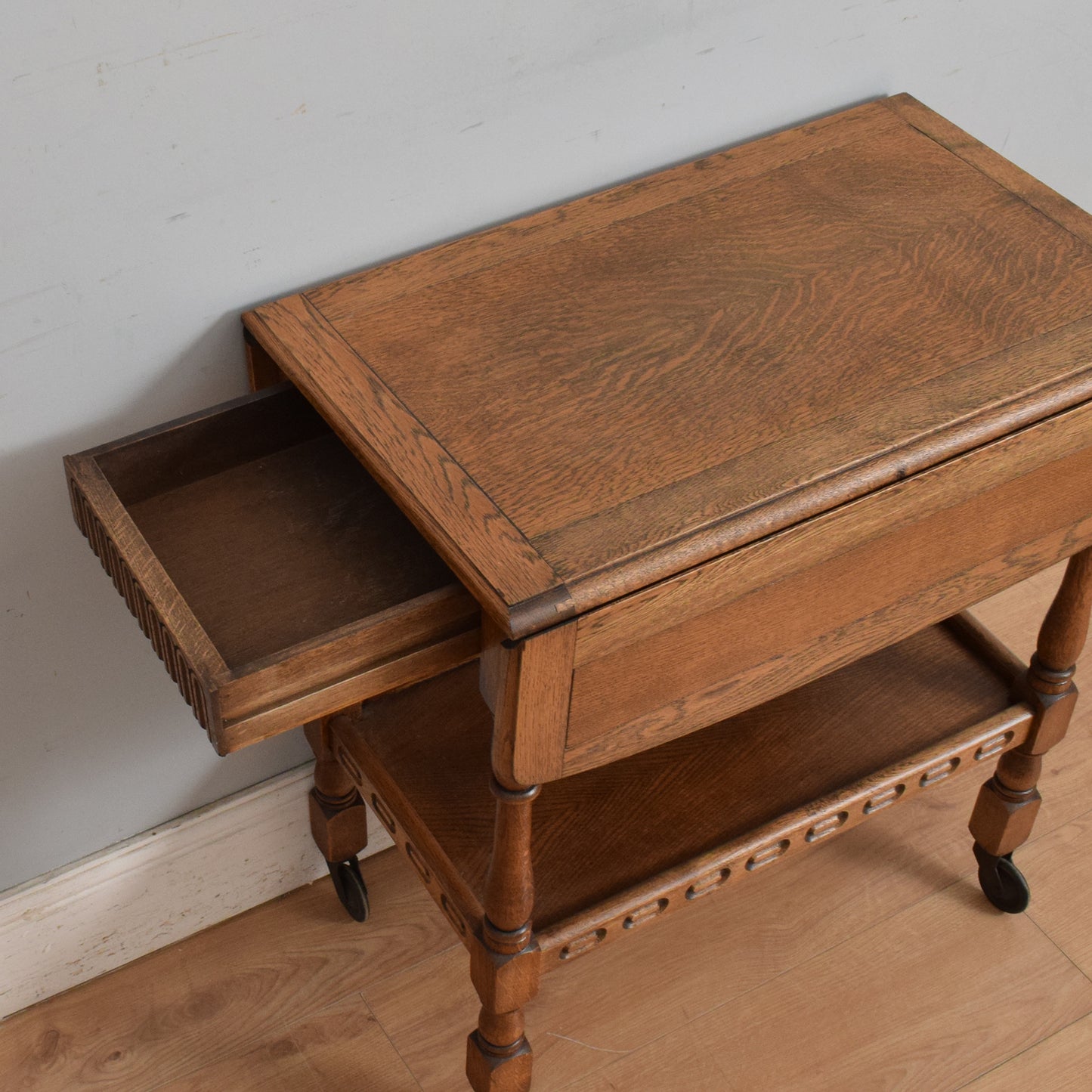 Restored Oak Drop-Leaf Trolley