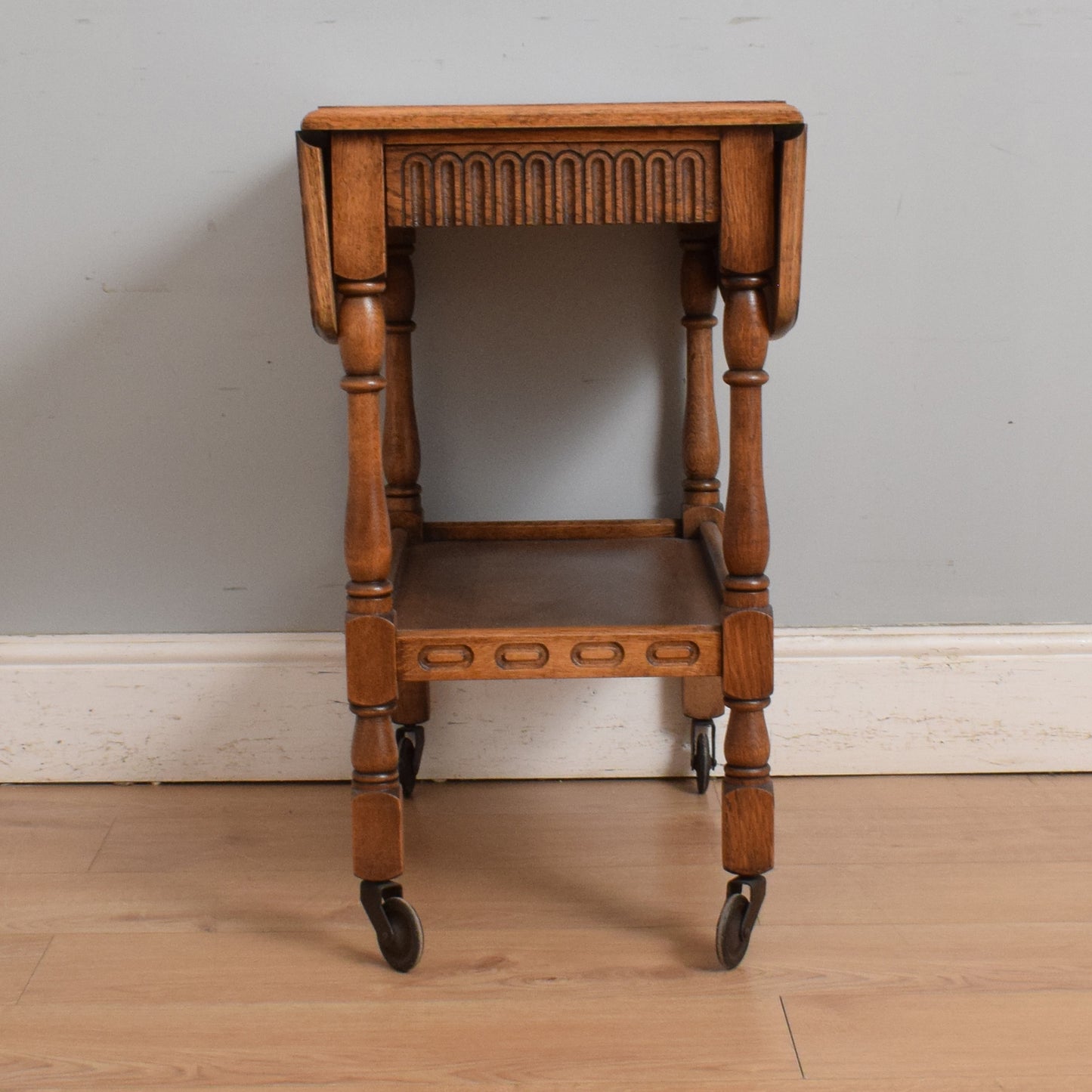 Restored Oak Drop-Leaf Trolley