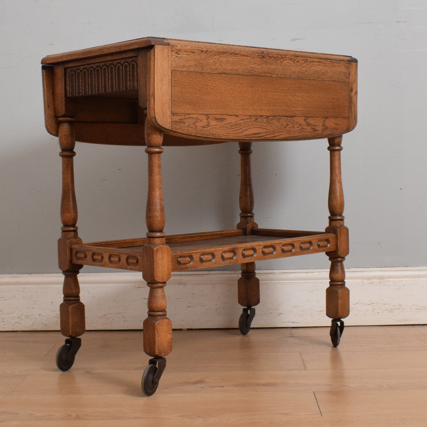 Restored Oak Drop-Leaf Trolley