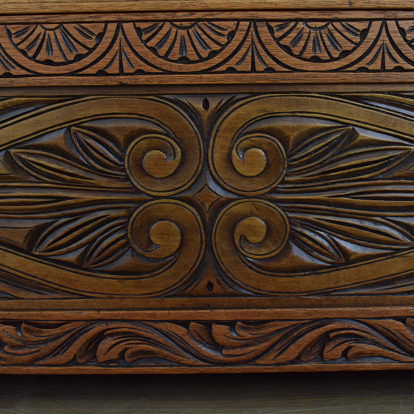 Carved Oak Settle Bench