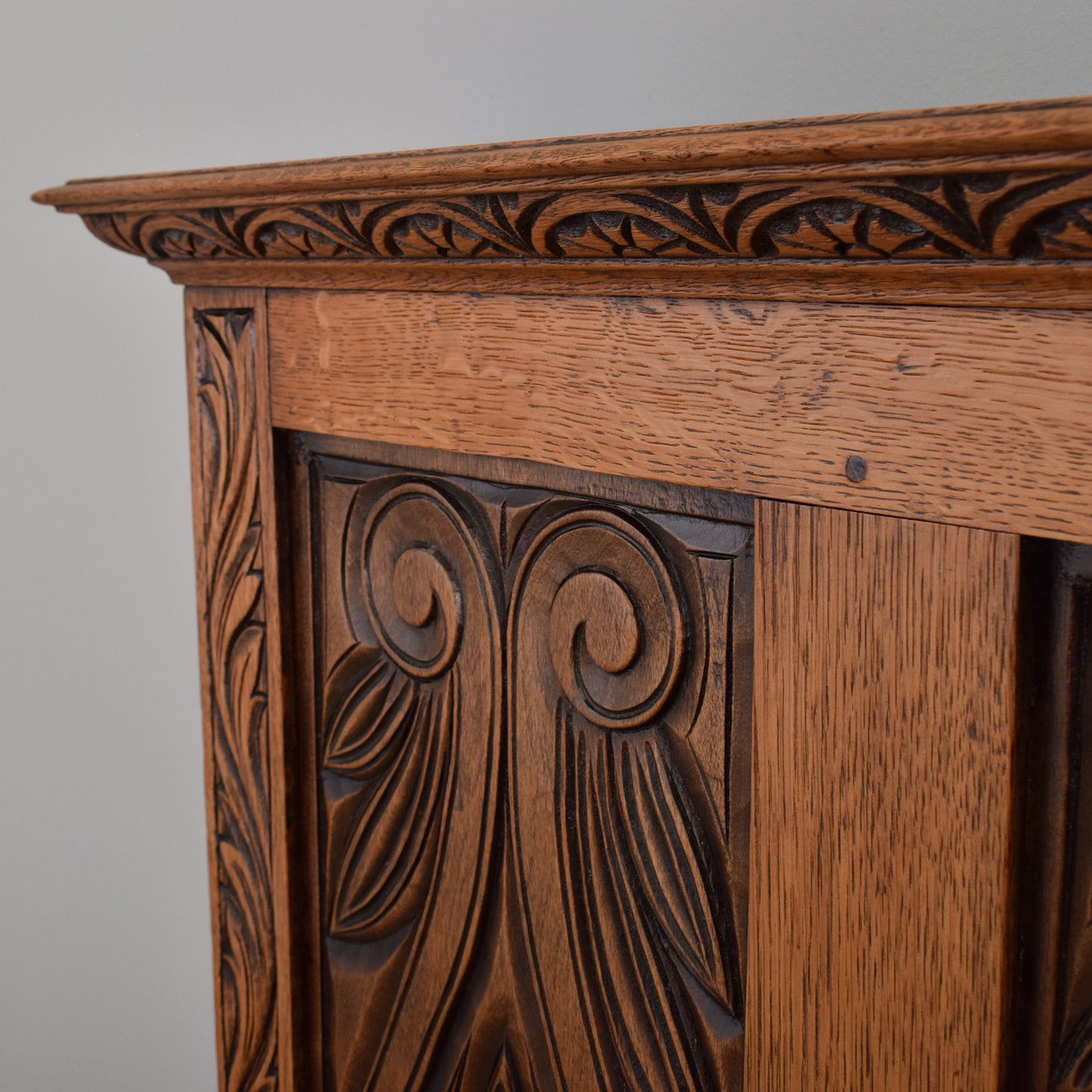 Carved Oak Settle Bench