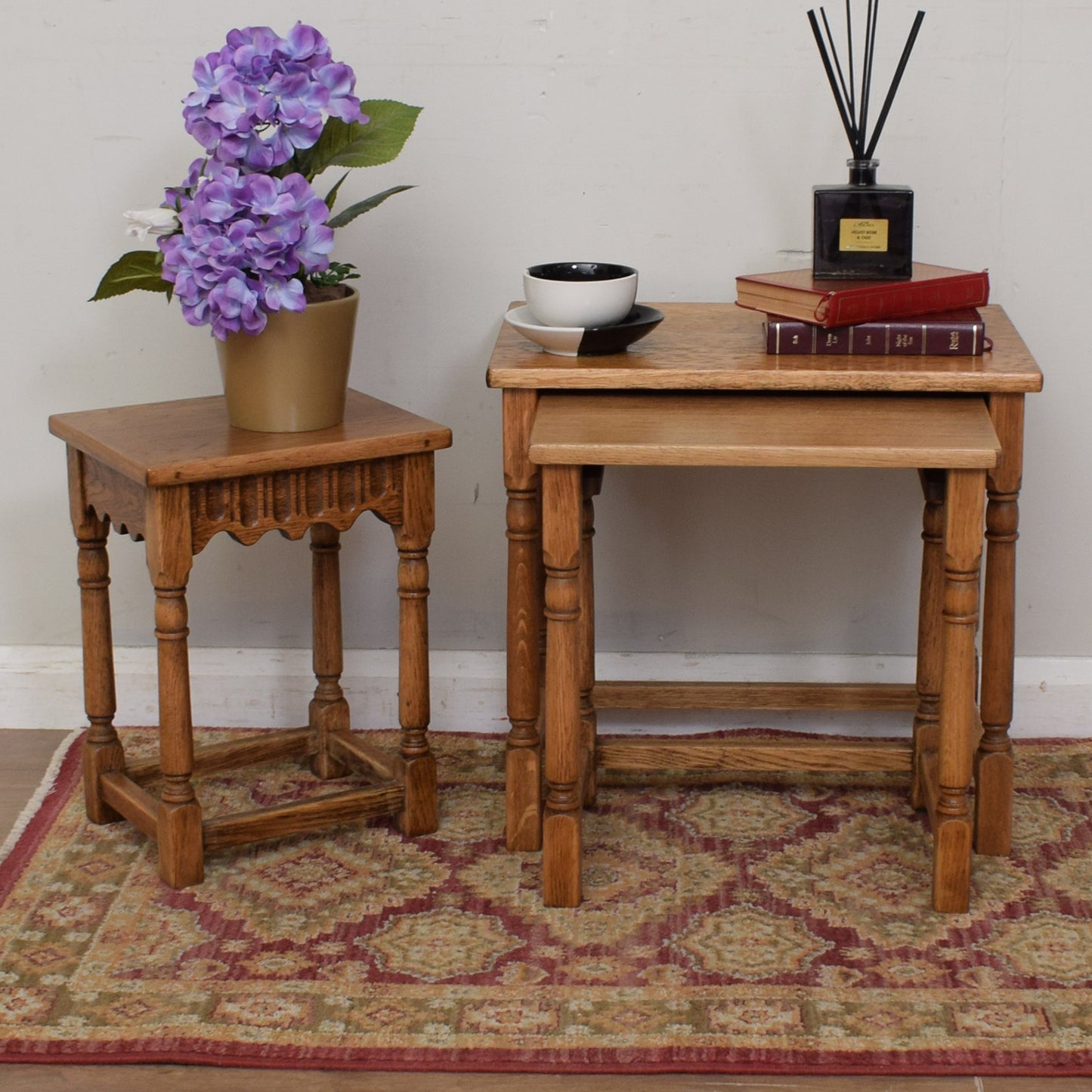 Restored Oak Nest Of Tables