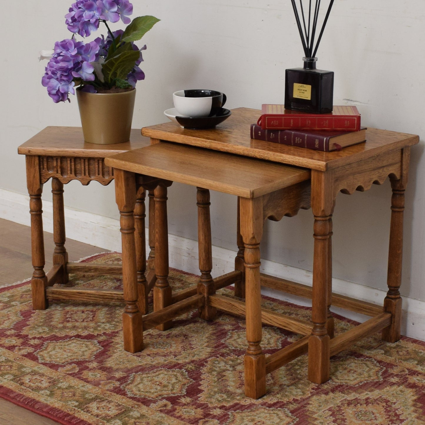 Restored Oak Nest Of Tables